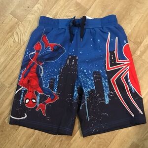 Marvel Spiderman Youth Board Shorts Swim Trunks Liner -Red & Blue